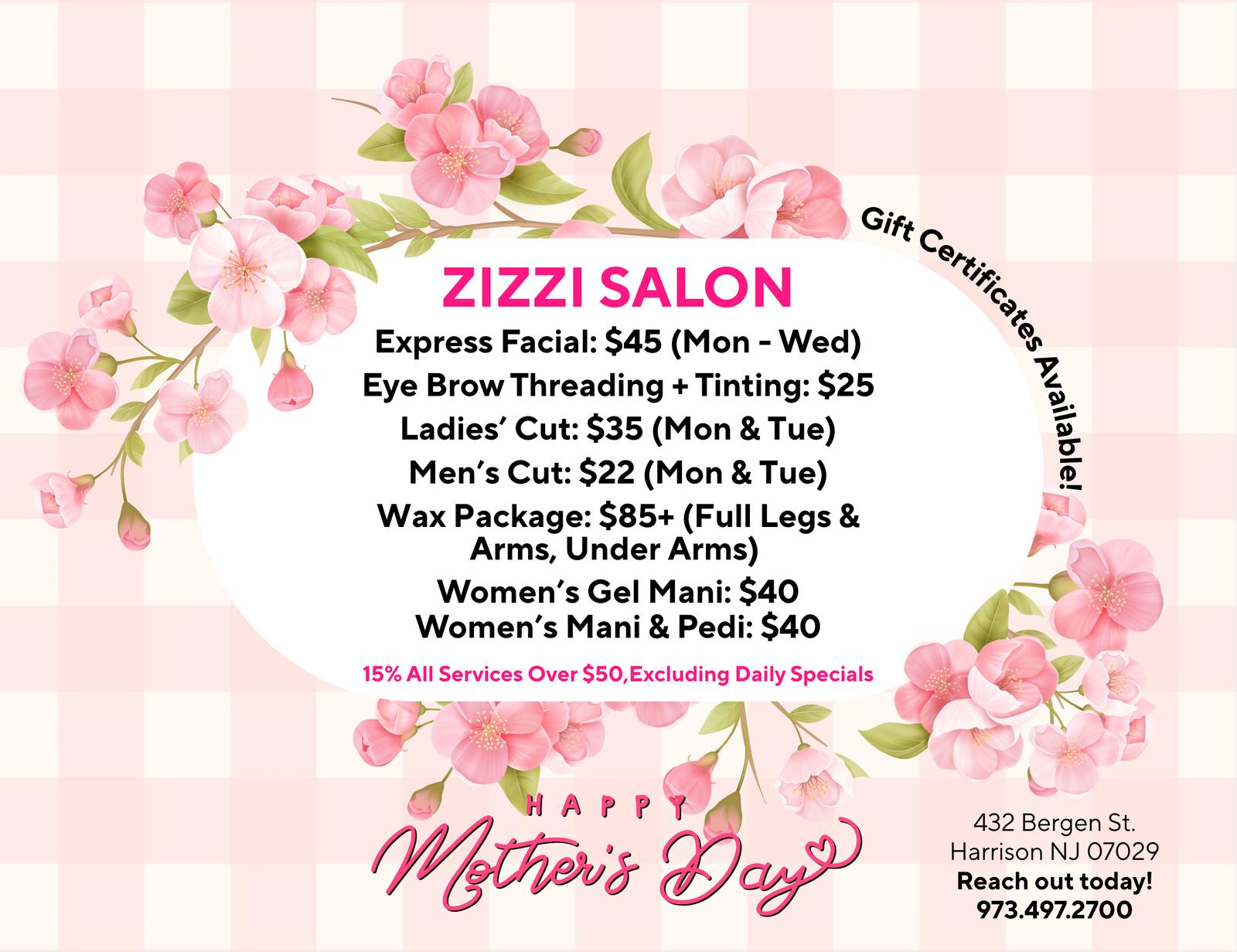 Mother's Day Specials at Zizzi Salon and Spa